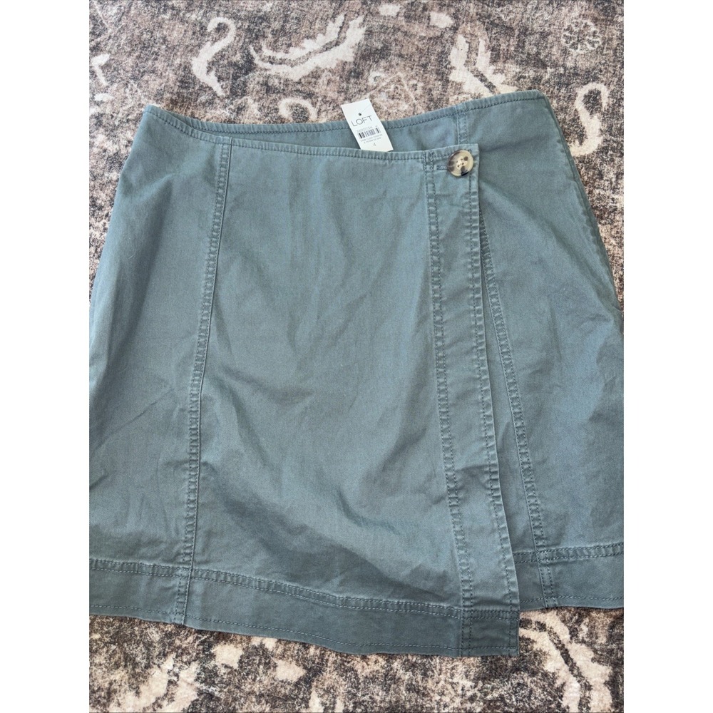 LOFT Women's Size 4 Twill Mini Wrap Skirt - mineral grey